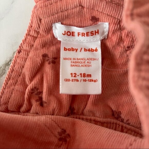 NWT Joe Fresh Girls Pink Corduroy Overall Dress - Picture 3 of 4